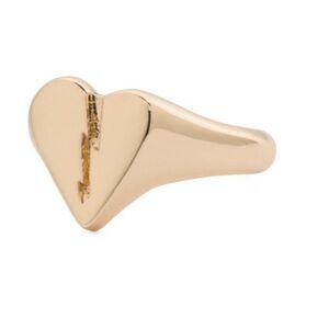 Last One AllSaints New Womens Size 7 Split Heart Gold Tone Brass Signet Ring
